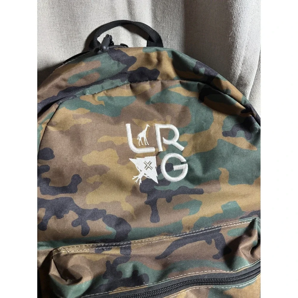 LRG Lifted Research Group Camo Backpack Woodland Camouflage Embroidered Logo Bag